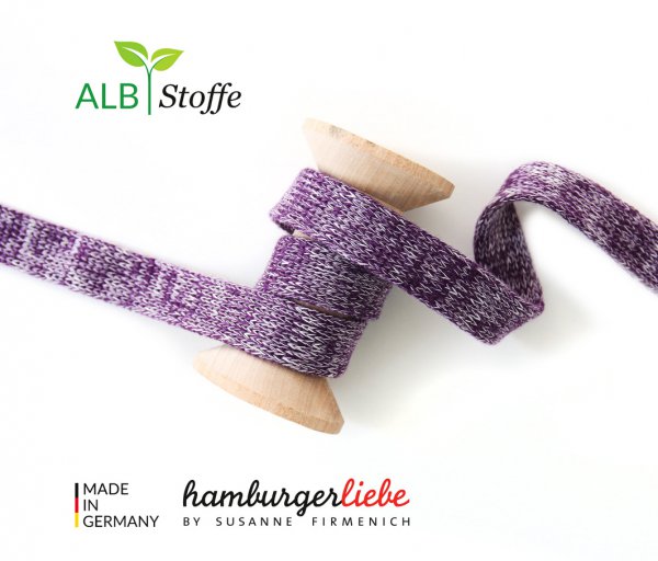 Bio Flachkordel - 1,2 cm - violett mélange - Albstoffe - Hamburger Liebe